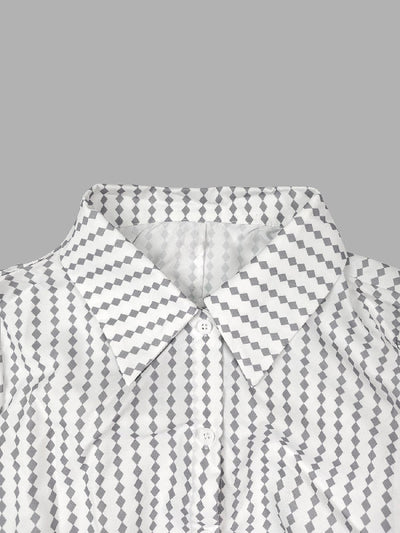 Long Sleeves Loose Buttoned Split-Side Striped Lapel Maxi Dresses Shirt Dress