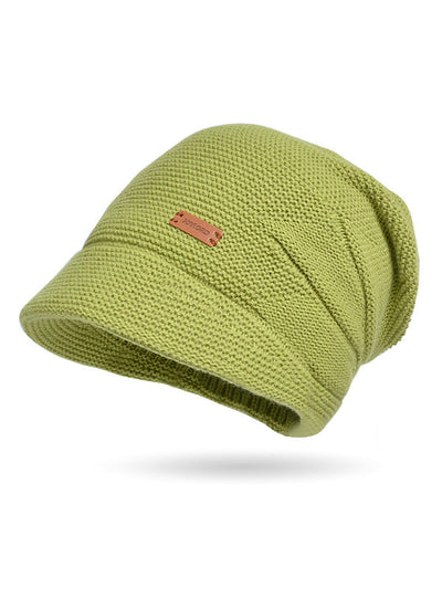 Flat Brim Solid Color Split-Joint Hats Knitted Hats