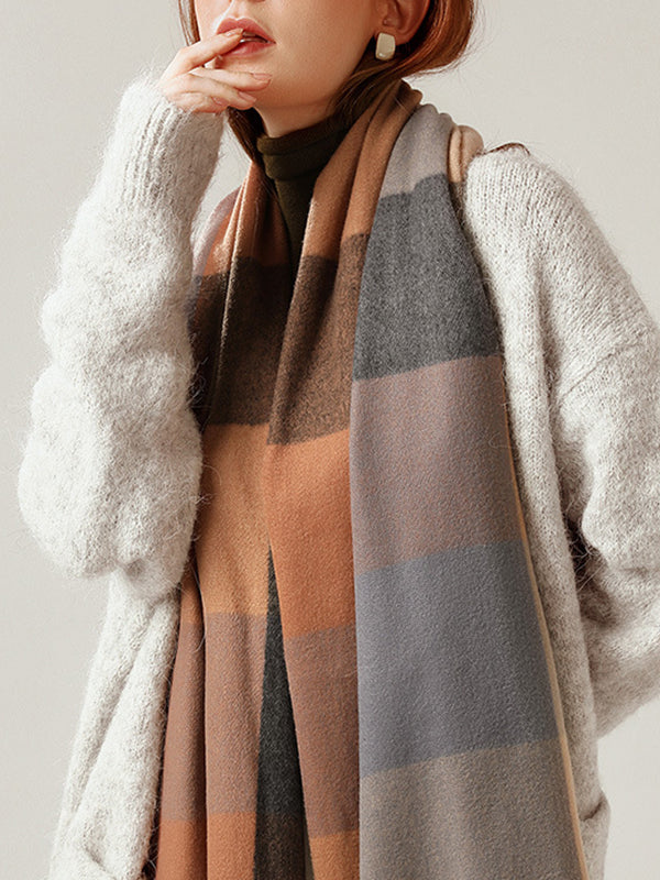 Keep Warm Plaid Tasseled Shawl&Scarf