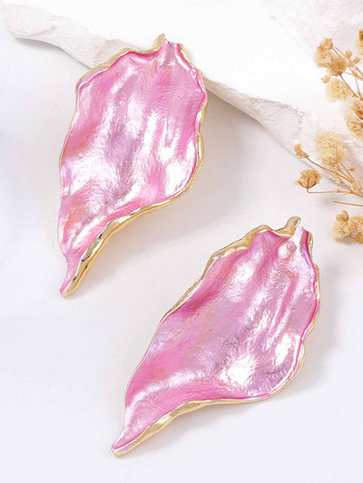 Irregularity Leaves Print Pleated Earrings Accessories