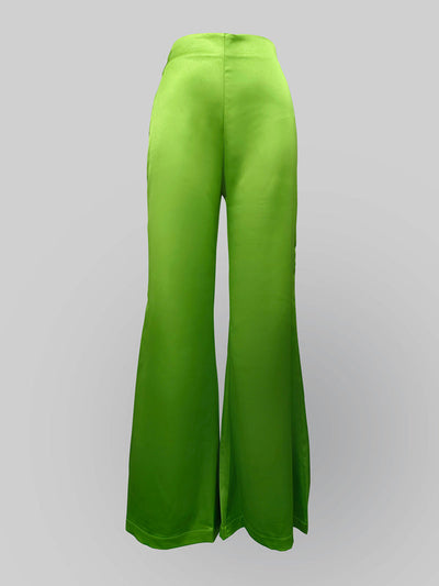 High Waisted Wide Leg Solid Color Split-Joint Pants Trousers