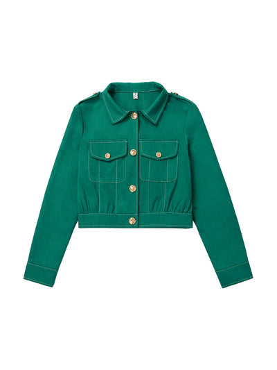 Long Sleeves Split-Joint Lapel Jackets&Coats Outerwear
