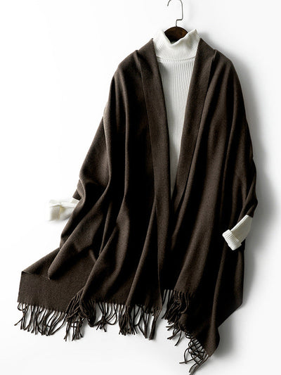 Keep Warm Solid Color Tasseled Shawl&Scarf