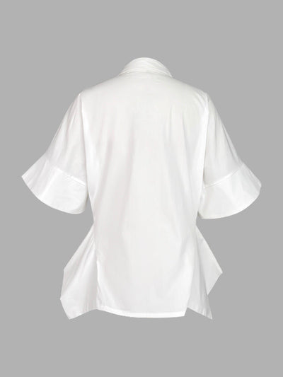 Half Sleeves Loose Buttoned Solid Color Lapel Blouses&Shirts Tops