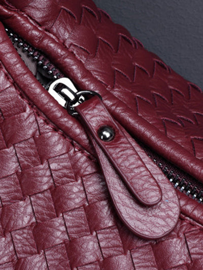 Geometric Solid Color Split-Joint Woven Zipper Bags Handbags
