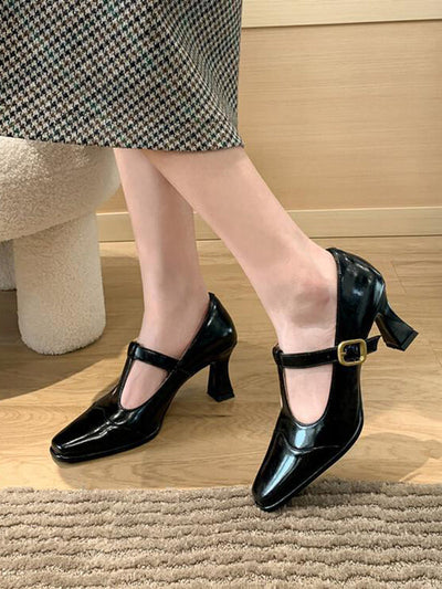 Hollow Split-Joint Square-Toe Pumps