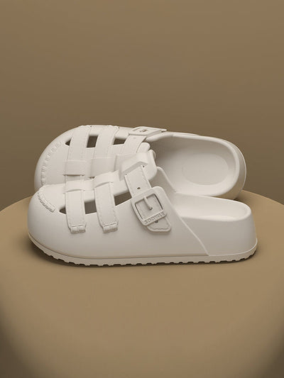 Hollow Round-Toe Split-Joint Platform Shoes Sandals