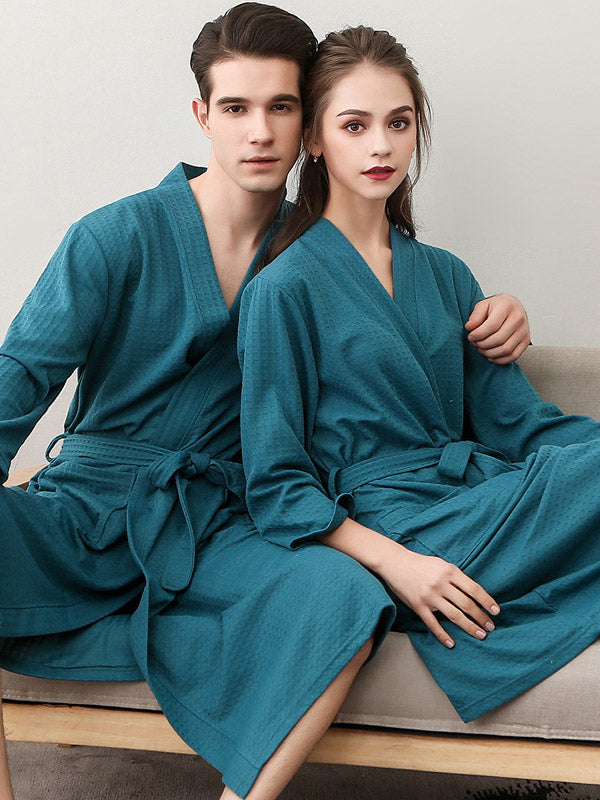 Comfortable Solid Bandage Thin Pajama Robe