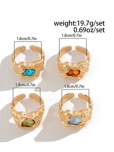 Geometric Rhine Stones Rings Accessories