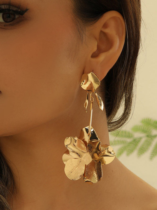 Flower Shape Geometric Drop Earrings