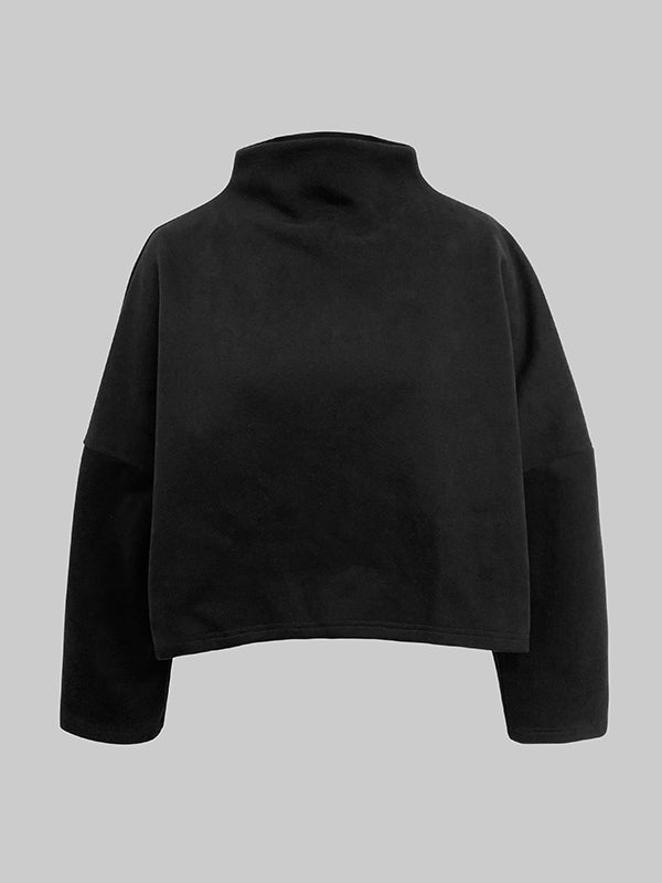 Long Sleeves Solid Color Split-Joint Round-Neck Sweatershirt