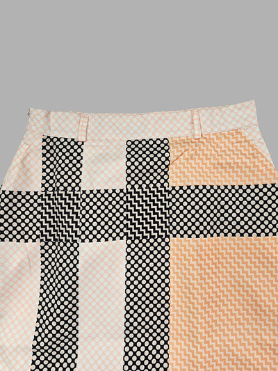 High Waisted Loose Printed Split-Joint Striped Long Skirts Skirts