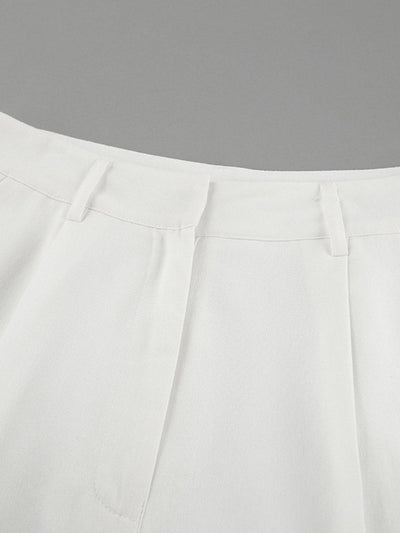 Elasticated Waist High Waisted Pleated Solid Color Split-Joint Pants