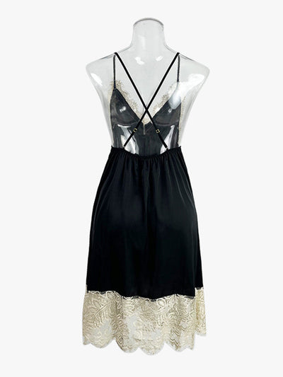 Sleeveless Backless Lacy Split-Joint Spaghetti-Neck Intimates&Pajamas