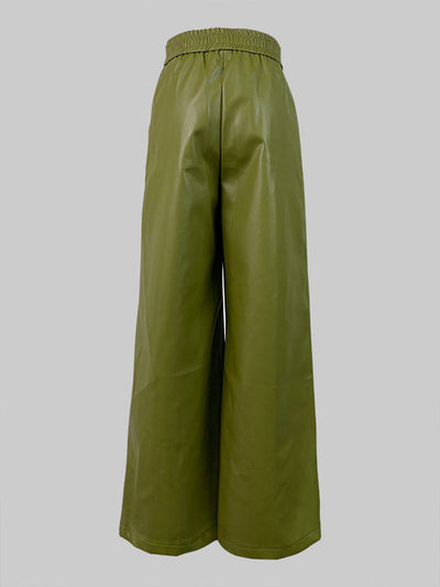 High Waisted Loose Pleated Pockets Split-Joint Pants Trousers