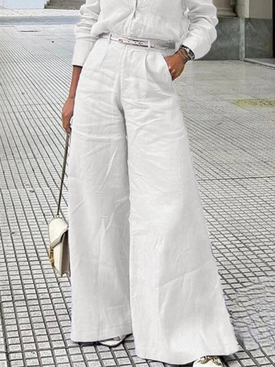 High Waisted Loose Solid Color Split-Joint Pants Trousers