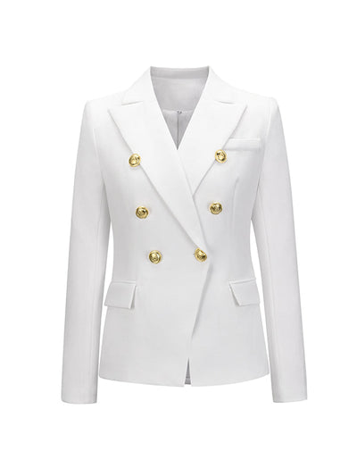 Long Sleeves Buttoned Notched Collar Blazer Outerwear