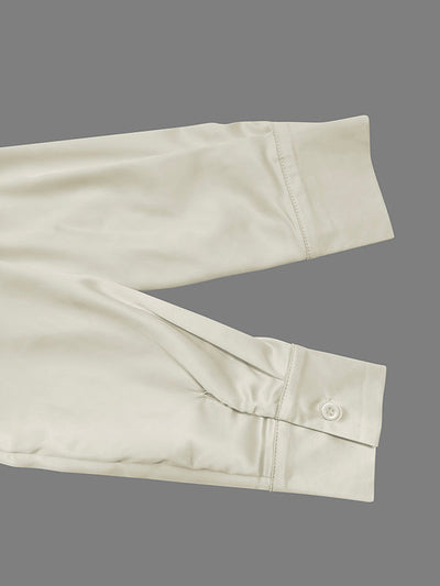 Long Sleeves Loose No Belt Solid Color Notched Collar Maxi Dresses