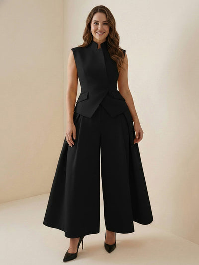 High Waisted Loose Pleated Solid Color Split-Joint Pants