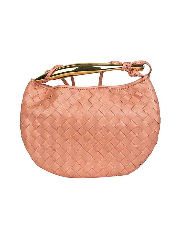 Geometric Split-Joint Woven Zipper Bags Handbags