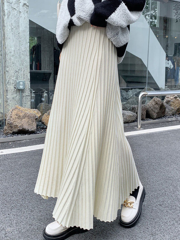 A-Line High Waisted Pleated Solid Color Skirts Bottoms