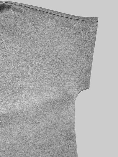 Loose Short Sleeves Solid Color Split-Joint High Neck Maxi Dresses