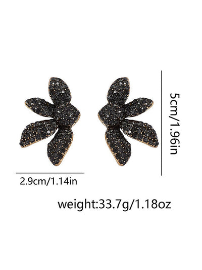 Flower Shape Geometric Rhinestone Shiny Earrings Accessories