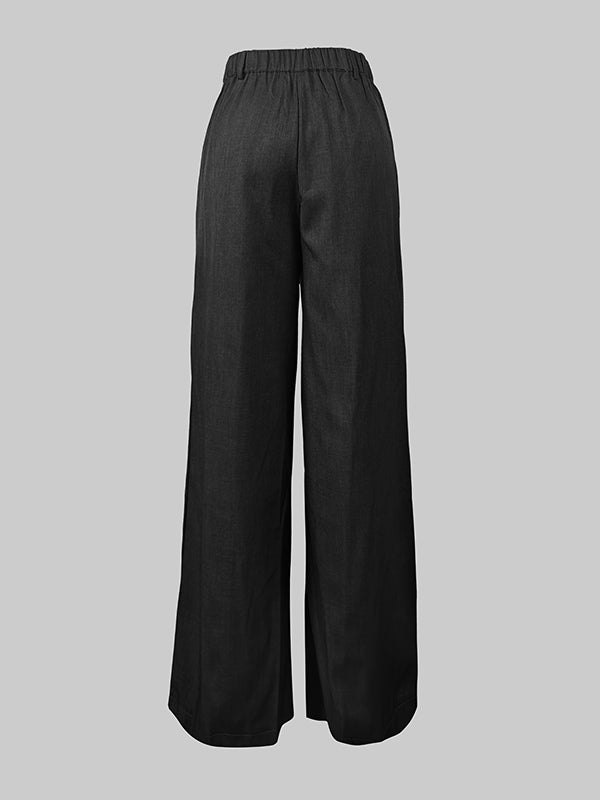 High Waisted Loose Asymmetric Solid Color Split-Joint Suit Pants Trousers