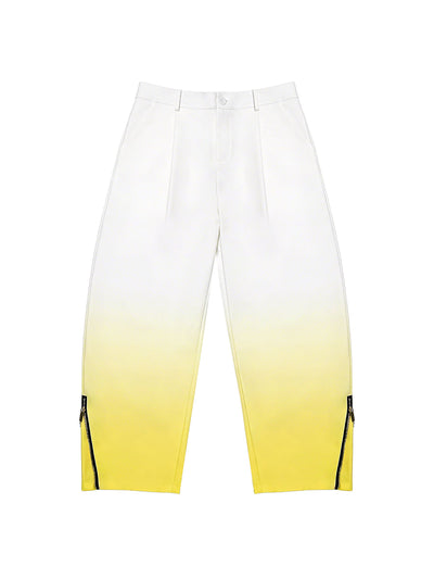 Wide Leg Gradient Pockets Zipper Pants Trousers