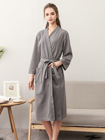 Comfortable Solid Bandage Thin Pajama Robe