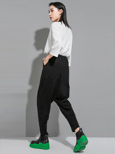 Simple Cool Loose Elasticity Solid Color Casual Harem Pants Bottoms