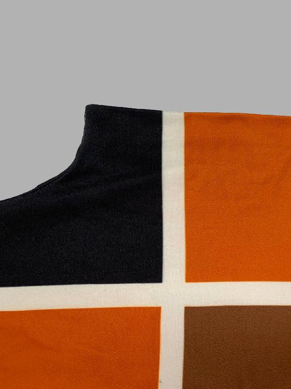 Long Sleeves Skinny Geometric Printed High Neck T-Shirts Tops