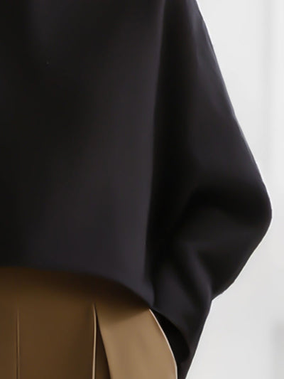 Long Sleeves Solid Color Split-Joint Round-Neck Sweatershirt