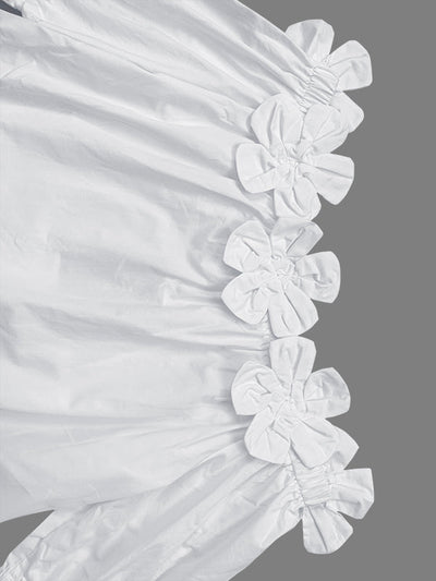 Loose Applique Solid Color Three-Dimensional Flower Off-the-shoulder Blouses&shirts Tops