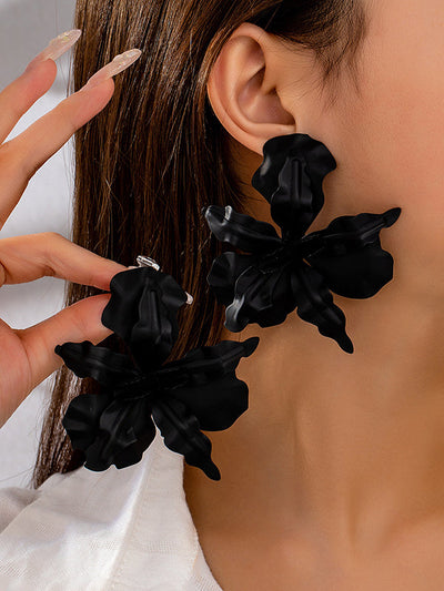 Flower Shape Solid Color Earrings Accessories