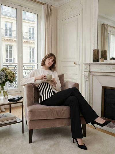 Irregularity Long Sleeves Asymmetric Pleated Split-Joint Striped Zipper Round-Neck Blouses&Shirts Tops