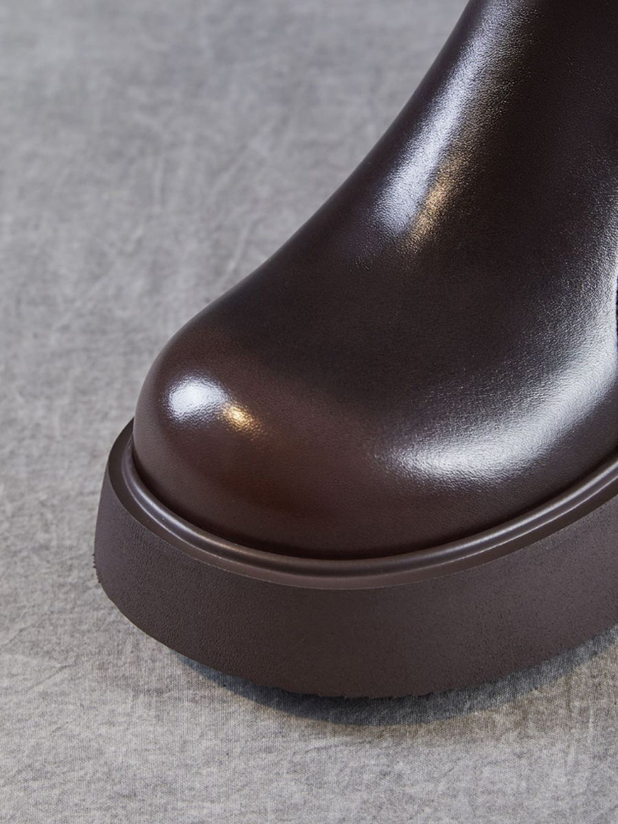 Women Casual Genuine Leather Platform Boots