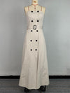 A-Line Loose Belted Buttoned Pockets Tube Maxi Dresses