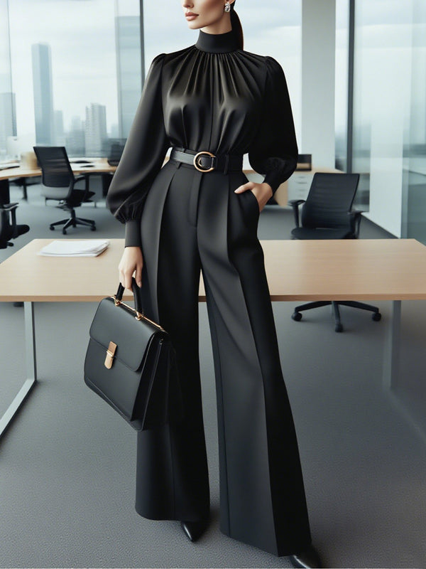 Loose Wide Leg Solid Color Split-Joint Suit Pants