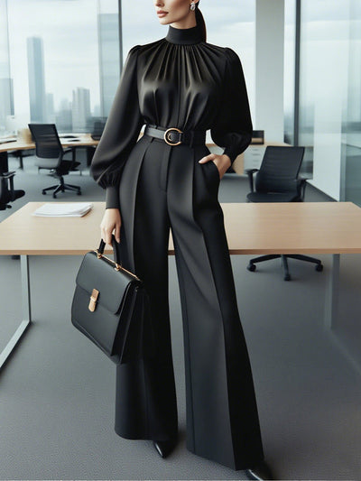 Loose Wide Leg Solid Color Split-Joint Suit Pants