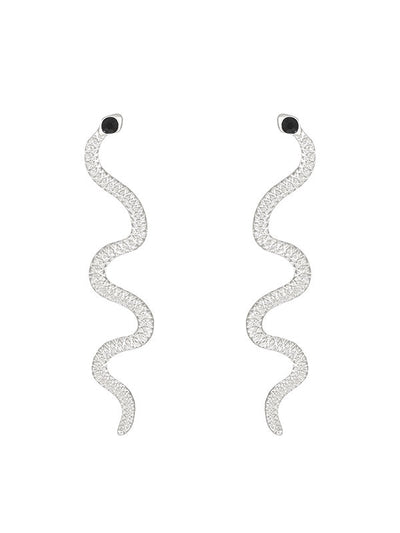 Geometric Rhine Stones Snake Shape Solid Color Drop Earrings