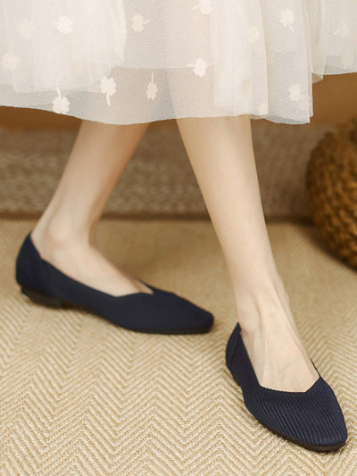 Solid Color Square-Toe Flats Shoes