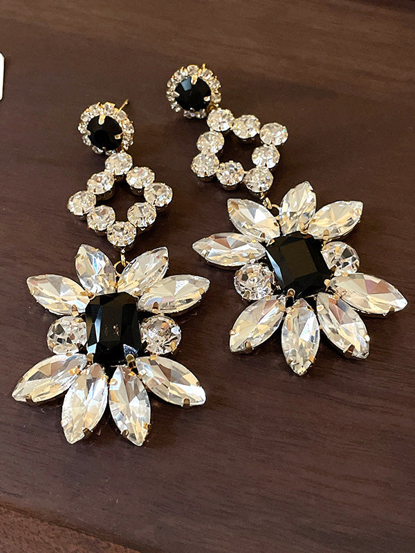 Geometric Rhine Stones Drop Earrings