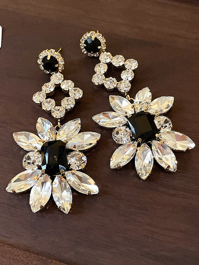 Geometric Rhine Stones Drop Earrings