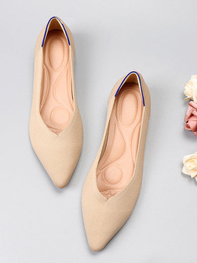 Pointed-Toe Shallow Cut Split-Joint Flat Shoes