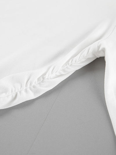 Long Sleeves Skinny Pleated Solid Color Round-Neck T-Shirts Tops