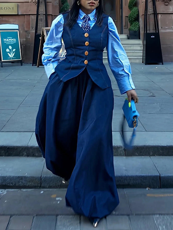 Harem Pants Loose Pleated Solid Color Jean Pants Bottoms