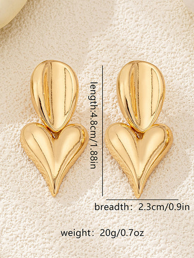 Geometric Heart Shape Drop Earrings