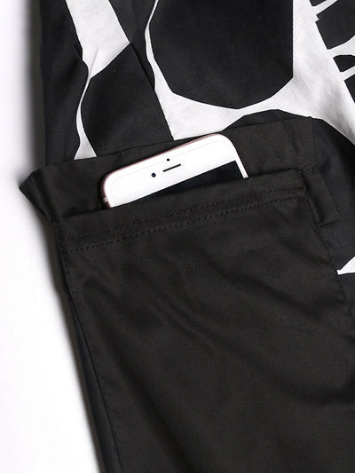 Batwing Sleeves Buttoned Polka-Dot Round-Neck Shirts Top + Elasticity Pockets Harem Pants Pants Bottom Two Pieces Set