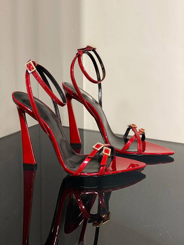 Belt Buckle Open Toe Split-Joint Pumps Sandals